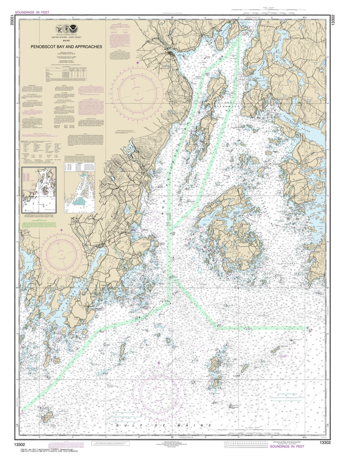 Penobscot Bay And Approaches Maine Nautical Chart Reproduction New