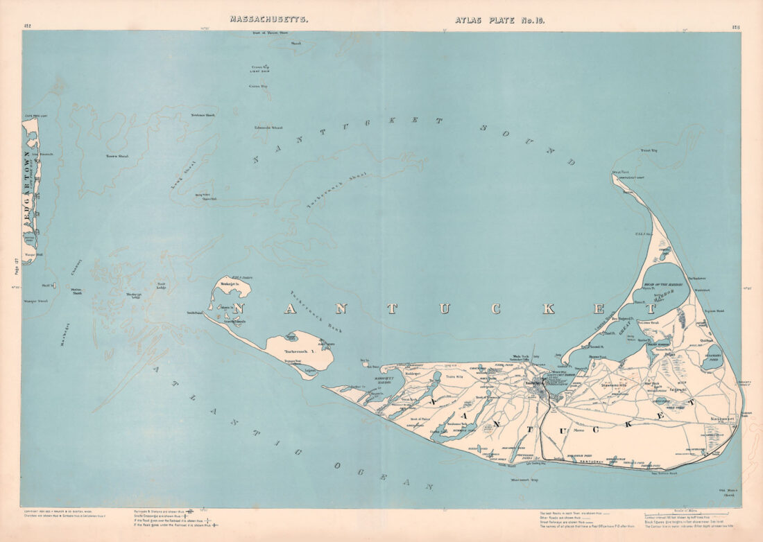 Nantucket Massachusetts Antique Map Reproduction New England Map Company   0398 1100x782 