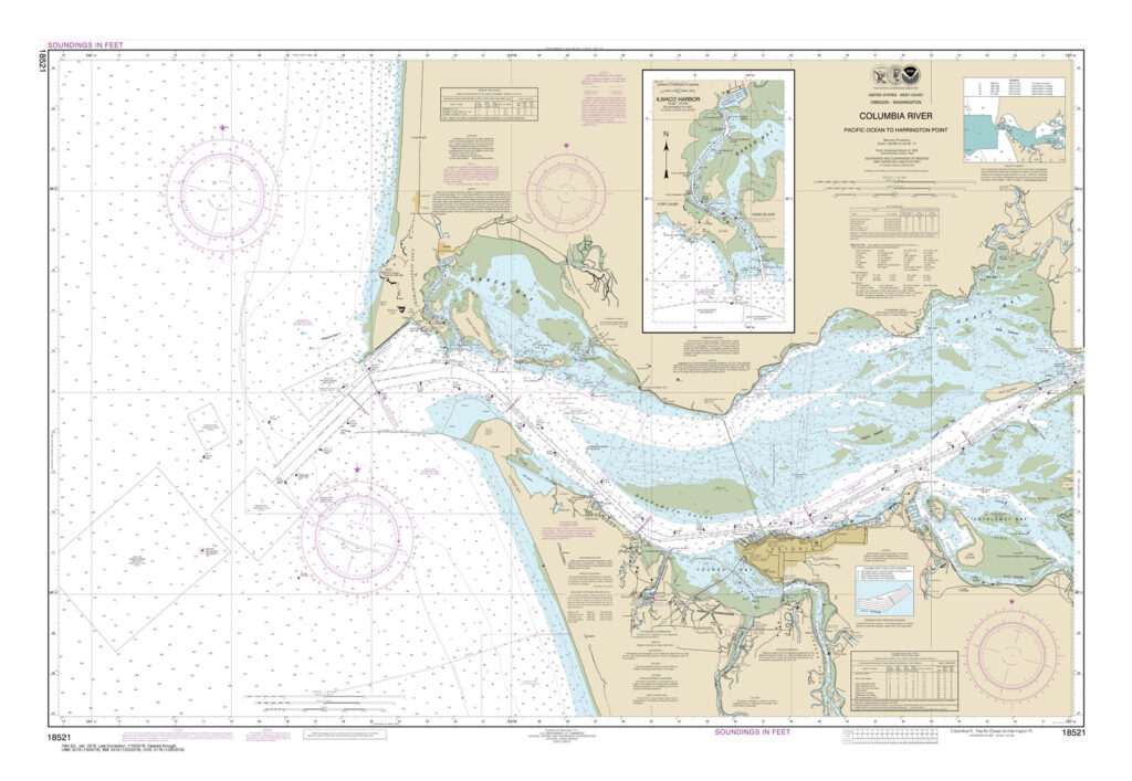 Columbia River Nautical Chart Reproduction - New England Map Company