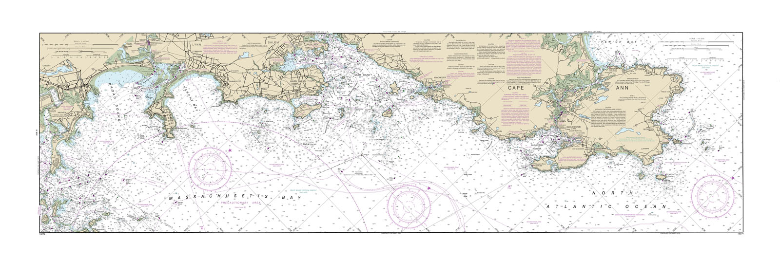 Cape Ann and Marblehead, Massachusetts Nautical Chart Reproduction